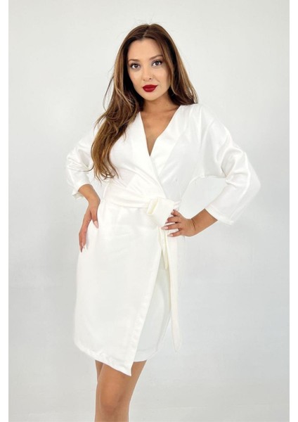 Kadın Kruvaze Model Kuşaklı Double Krep Yazlık Elbise 1081 fiyatları