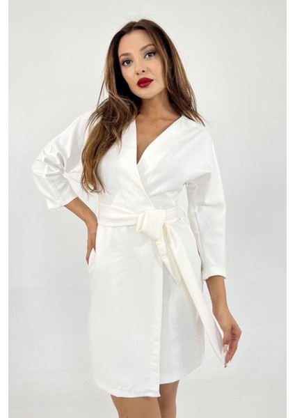 Kadın Kruvaze Model Kuşaklı Double Krep Yazlık Elbise 1081 fırsatları