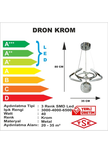 Dron LED Avize (3 Işık Rengi)