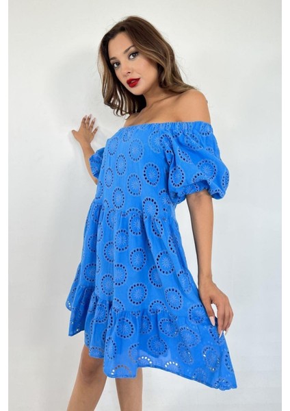 Kadın Kolu Büzgüllü Düşük Omuz Yazlık Elbise 1083 fiyatları