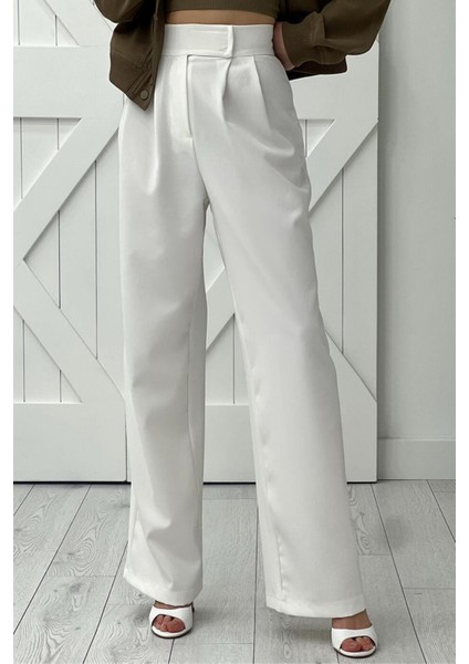 Kadın Likralı Cırt Kapama Palazzo Pantolon 1077