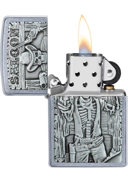 Çakmak 49298 Saloon Skull Emblem Street Chrome Pocket Lighter fırsatları