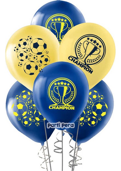 Sarı Lacivert Futbol Temalı Baskılı Balon 10 Adet