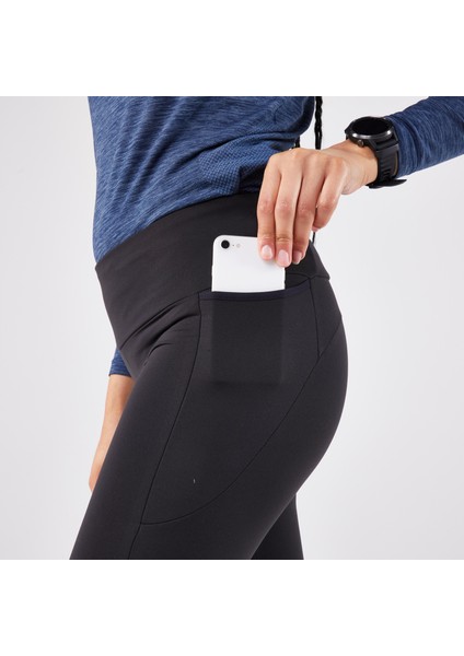 Kiprun Kadın Koşu Taytı - Siyah/Füme Rengi - Kiprun Run 500 Warm fırsatları