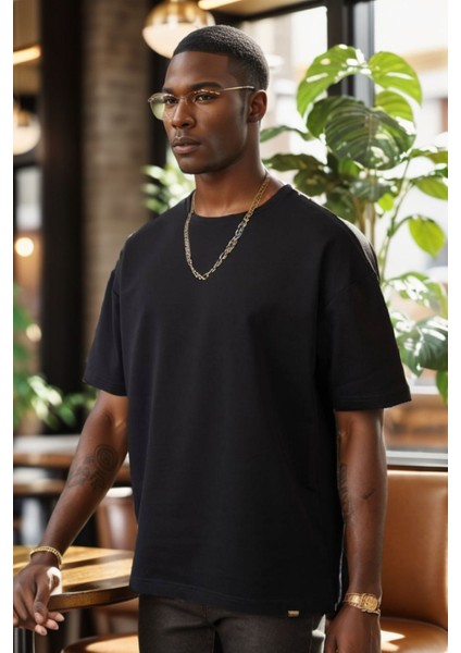 Unisex Bisiklet Yaka 2 Iplik Basic Oversize Penye Tişört 1009 fiyatları