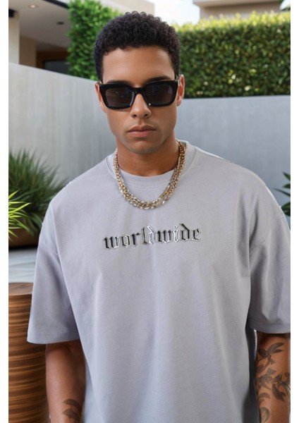 Unisex Bisiklet Yaka Oversize Kalıp Penye Tişört 1004 fiyatları