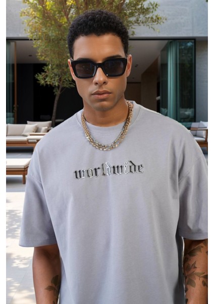 Unisex Bisiklet Yaka Oversize Kalıp Penye Tişört 1004 modelleri