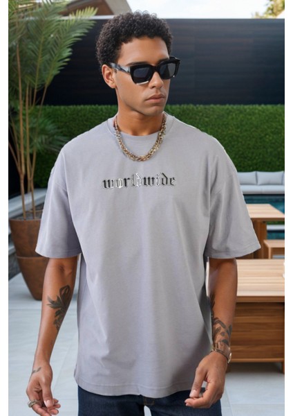 Unisex Bisiklet Yaka Oversize Kalıp Penye Tişört 1004 fırsatları