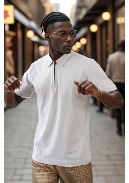 Erkek Polo Yaka Fermuarlı Regular Kesim Penye Tişört 1008 fiyatları