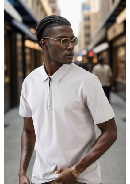 Erkek Polo Yaka Fermuarlı Regular Kesim Penye Tişört 1008 indirimleri