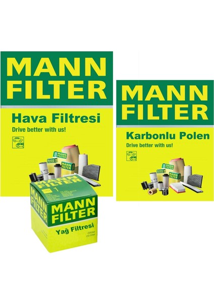Vw Caddy 1.6 2.0 Tdi Dizel Mann Filtre Bakım Seti 2011-2015 3Fk Hava-Yağ-Karbonlu Polen