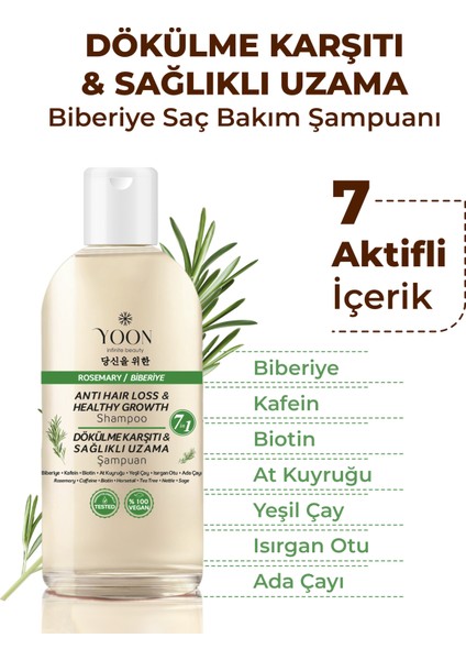 2'li Vegan Saç Spreyi - Biberiye Şampuanı - 7 Doğal Aktif - Keratin ve Kolajen İçeren - Saç Bakım Seti