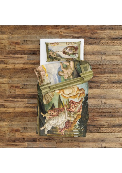 The Birth Of Venus & The Creation Of Adam Çift Taraflı Nevresim Takımı - 200 Cm X 220 Cm