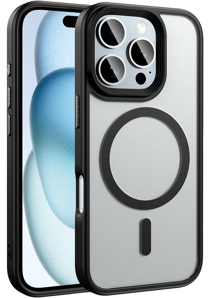 Apple iPhone 16 Pro Max Kılıf Mat Arka Yüzey Kamera Çıkıntılı Wireless Şarj Özellikli Kapak