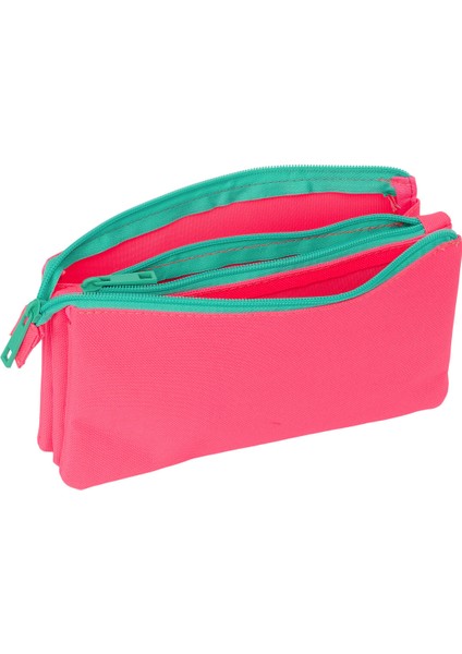 Üçlü Her Şeyi Taşıyan Nait Nait Rosa Fluor Pembe 22 x 12 x 3 cm (Yurt Dışından)