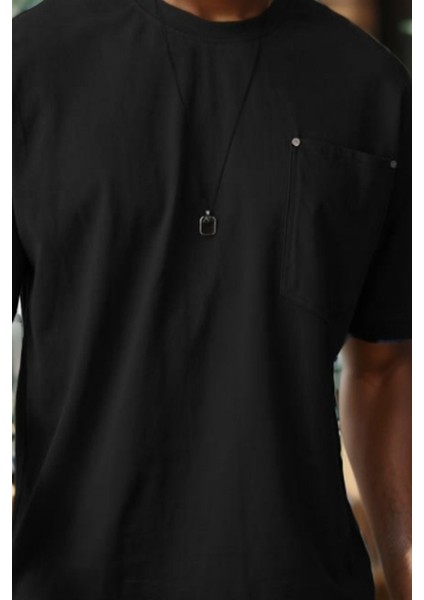 Erkek Bisiklet Yaka Cepli Oversize Kalıp Penye Tişört 1007 fiyatları