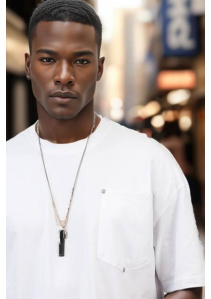 Erkek Bisiklet Yaka Cepli Oversize Kalıp Penye Tişört 1007 fırsatları