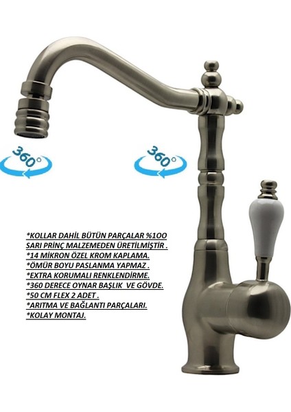 Banyo Lavabo Kısa Inox Batarya