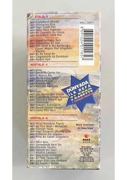 Muazzez Ersoy Nostalji 4-5-6 Kaset 41 Şarkı 3 Kasetlik Set (Orjnal Dönem Baskı Kaset)