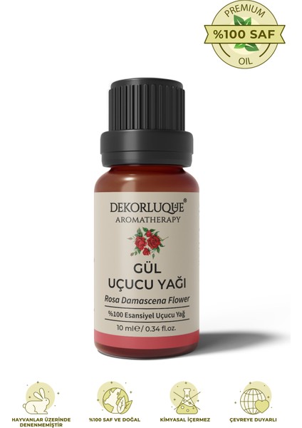 Gül Esansiyel Uçucu Yağı %100 Saf Aromaterapi Yağı 10 ml