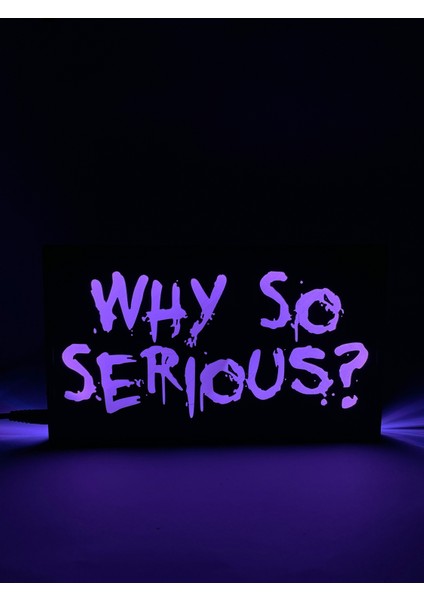 Joker Why So Serious? - Rgb Led Işıklı 3 Boyutlu Tabela - 20 cm   x  12 cm   x  2 cm  (Bluetooth Kontrollü)