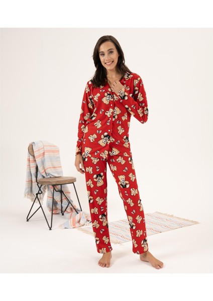 Desenli Önden Düğmeli Süet Kadın Pijama Takım fiyatları