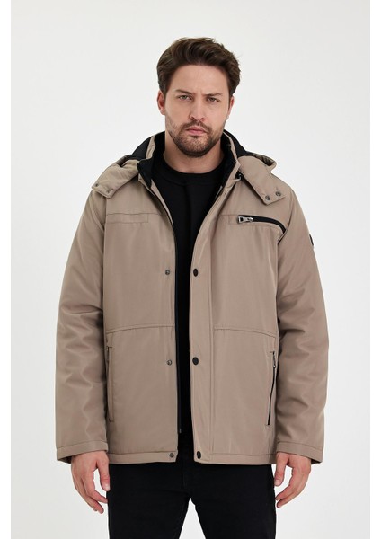 Krem Içi Kalın Kürklü Çıkartılabilir Kapüşonlu Fermuar Çepli Rüzgar ve Su Geçirmez Mont&kaban fiyatları