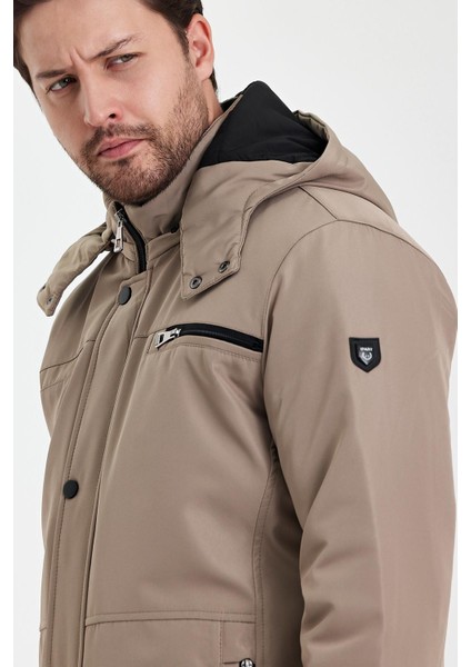 Krem Içi Kalın Kürklü Çıkartılabilir Kapüşonlu Fermuar Çepli Rüzgar ve Su Geçirmez Mont&kaban fırsatları