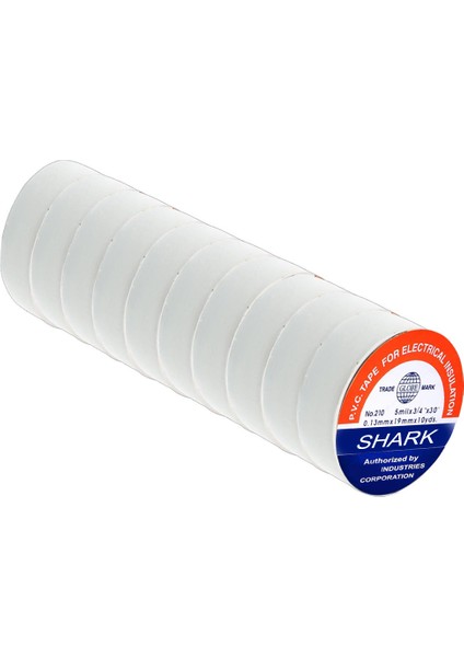 Izole Bant Pvc 13MM 1. Kalite 10 Adet Beyaz Shark TS-859