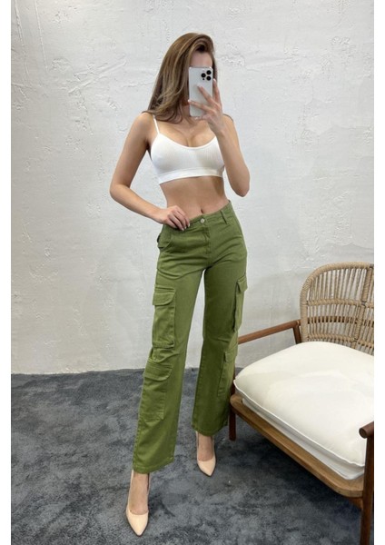 Kadın Kargo Cep Gabardin Kadın Pantolon 1084 fırsatları