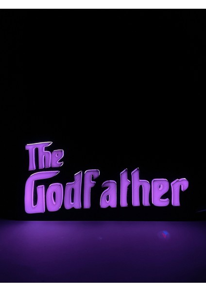 The Godfather - Rgb Led Işıklı 3 Boyutlu Tabela - 20 cm   x  10 cm   x  2 cm  (Bluetooth Kontrollü)