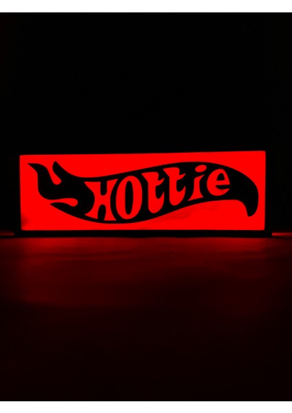 Hottie - Rgb Led Işıklı 3 Boyutlu Tabela - 20 cm   x  7 cm   x  2 cm  (Bluetooth Kontrollü)