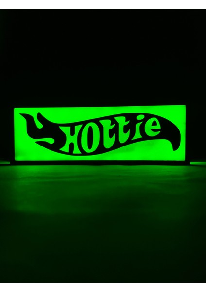 Hottie - Rgb Led Işıklı 3 Boyutlu Tabela - 20 cm   x  7 cm   x  2 cm  (Bluetooth Kontrollü)