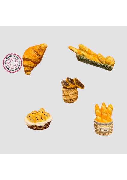 El Yapımı 5'li Tematik Minyatür Ekmekler Magnet