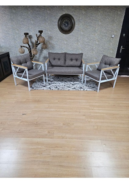 Beyaz Boyalı Bahçe - Balkon - Mutfak Çay Seti Takımı Bahçe Koltuk Takımı