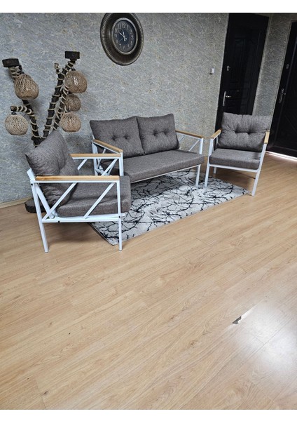 Beyaz Boyalı Bahçe - Balkon - Mutfak Çay Seti Takımı Bahçe Koltuk Takımı