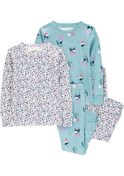 Küçük Kız Çocuk Pijama Set 4'lü Paket