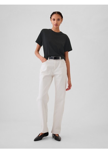 Kadın Siyah Supima® Pamuk Relaxed T-Shirt modelleri