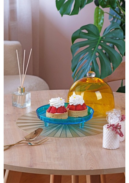 Kapaklı Kek Standı Mavi - Sarı fiyatları