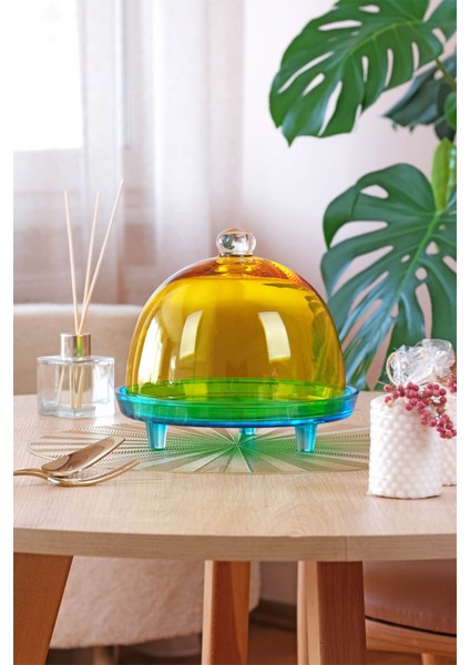 Kapaklı Kek Standı Mavi - Sarı modelleri