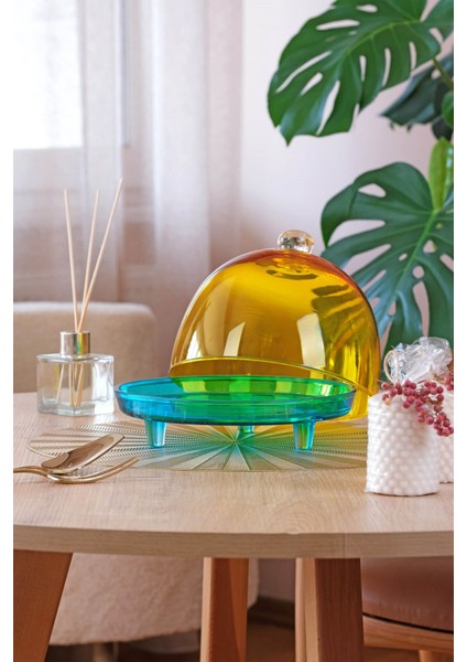 Kapaklı Kek Standı Mavi - Sarı fırsatları