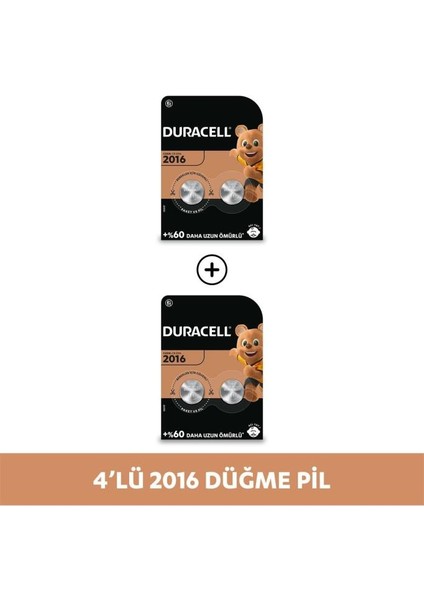 Özel 2016 Lityum Düğme Pil 3V (CR2016), 4’lü Paket