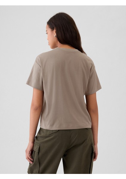 Kadın Gri Supima® Pamuk Relaxed T-Shirt indirimleri