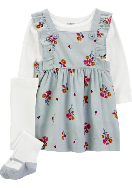 Kız Bebek Salopet Set 3'lü Paket
