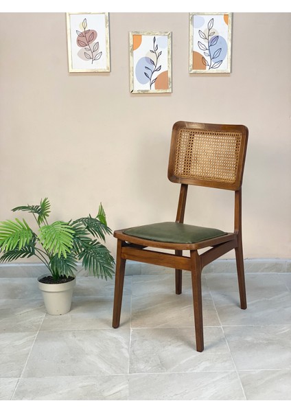 Focus 2 Adet Ahşap Bambu Hazeranlı Sandalye