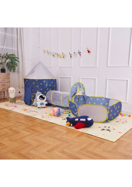 3'ü 1 Arada Çocuk Çadırı-Taşınabilir Kamp Alanı,top Oyunları ve Tarama Tüneli ile Eğlenceli Oyun Evi