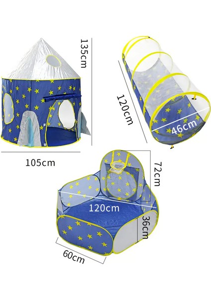 3'ü 1 Arada Çocuk Çadırı-Taşınabilir Kamp Alanı,top Oyunları ve Tarama Tüneli ile Eğlenceli Oyun Evi indirimleri