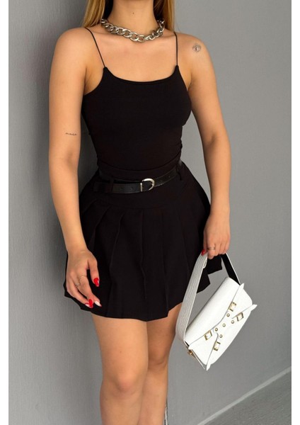 Kadın Basic Ip Askılı Uzun Penye Body 1067