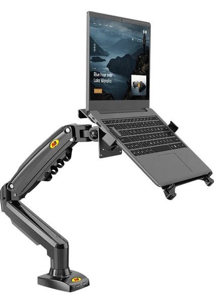 Umotech Nb F80-FP Amortisörlü 10"-17" Laptop Standı - 17-30"monitör Tutucu Ayarlanabilir Masaüstü Tutucu Profesyonel ve Yenilikçi Tasarım