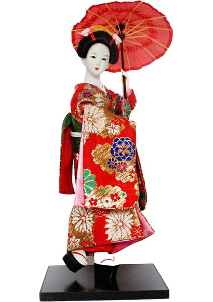 12 Inç Japon Geyşa Japon Geyşa Raf Dekoru Kırmızı (Yurt Dışından)